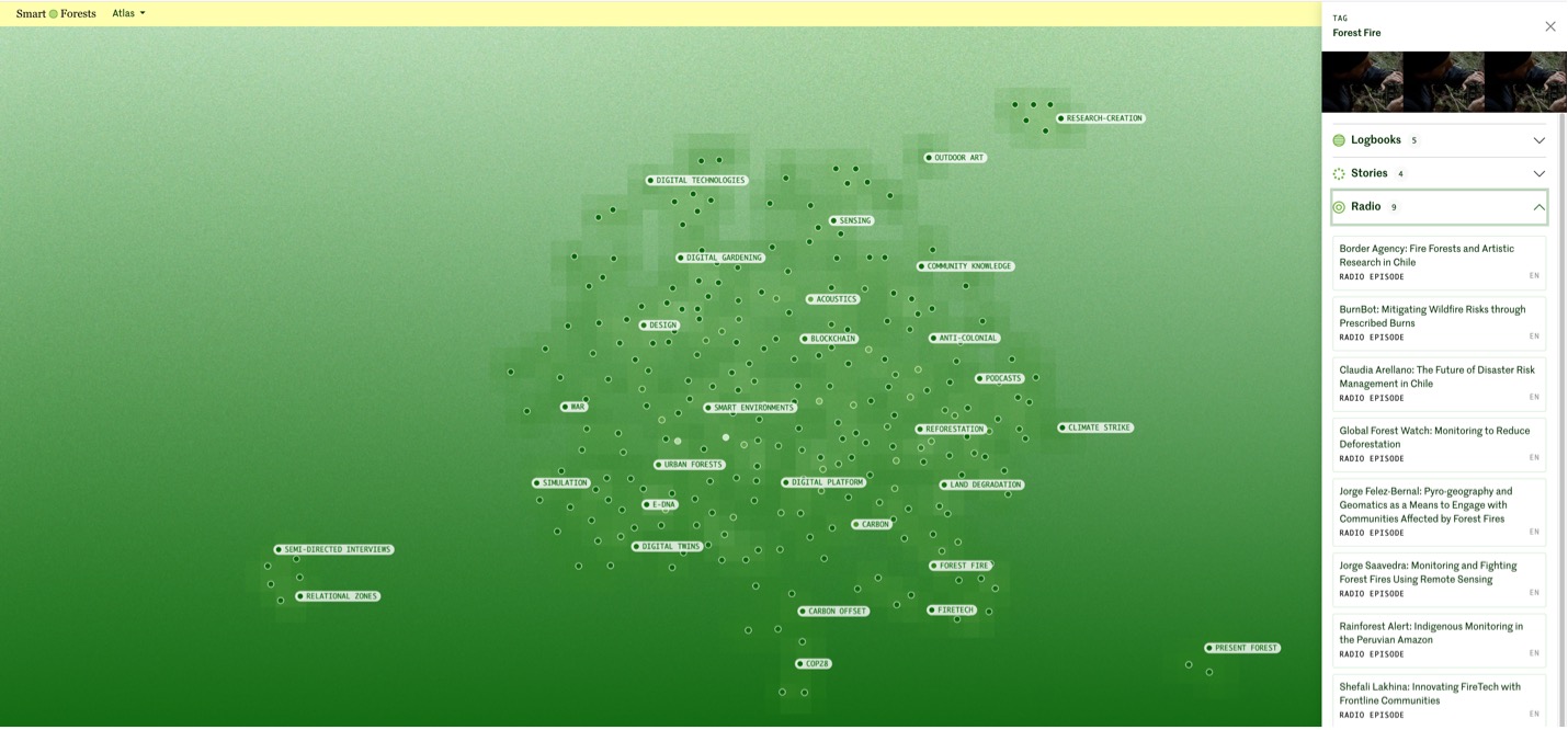 स्मार्ट वन एटलस: रेडियो एपिसोड के लिए टैग पैनल विस्तारित के साथ होमपेज स्क्रीनशॉट। सामान्य ज्ञान के साथ स्मार्ट वन, 2025.